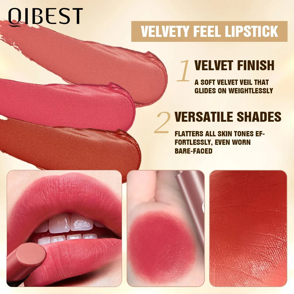 QIBEST 6 Colors Matte Lipstick Sets Lasting Moisturizing Nude Sculpting Lipstick Pencil Makeup Hydrating Lip Stain Tint Cosmetic Peaceful Pleasures Health and Wellness