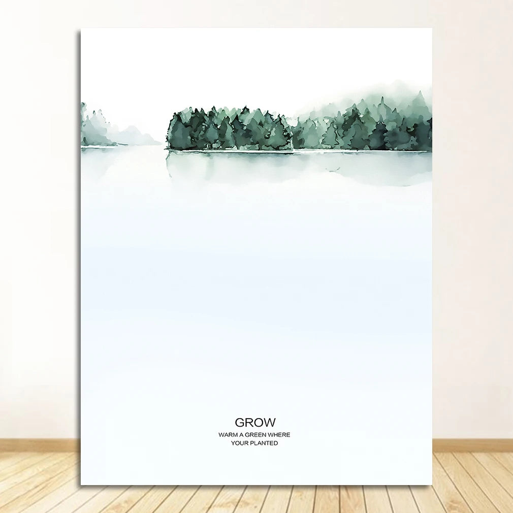 Tropical Green Leaves Watercolor Canvas Wall Art Print Canvas Wall Art Print Peaceful Pleasures Health and Wellness 1483-11 20x30cm Unframed