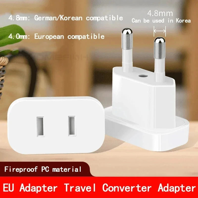 1 Pcs 4.8mm Power Plug Adapter US To EU Euro Europe Plug Power Plug Converter Travel Adapter Power Converter Outlet Peaceful Pleasures Health and Wellness