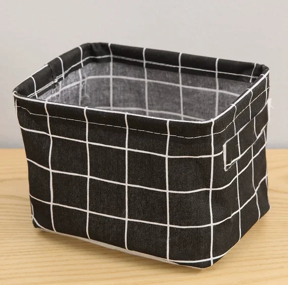 Random Cotton Hemp Storage Basket with Handheld Printed Tabletop, Miscellaneous Sorting Cabinet, Small Clothing, Fabric Storage Peaceful Pleasures Health and Wellness MULTI
