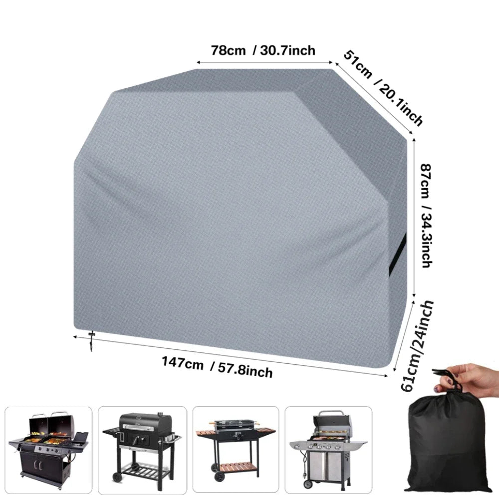 Waterproof BBQ Covers Barbecue Cover Gas Grill Cover for Grill Protection Windproof Dust Rip-proof UV Protection W/ Storage Bag Peaceful Pleasures Health and Wellness 147x61x122CM 2
