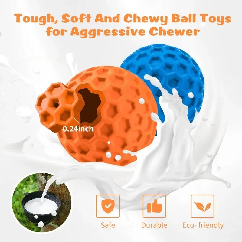 Indestructible Squeaky Dog Ball | Natural Rubber Chew Toy