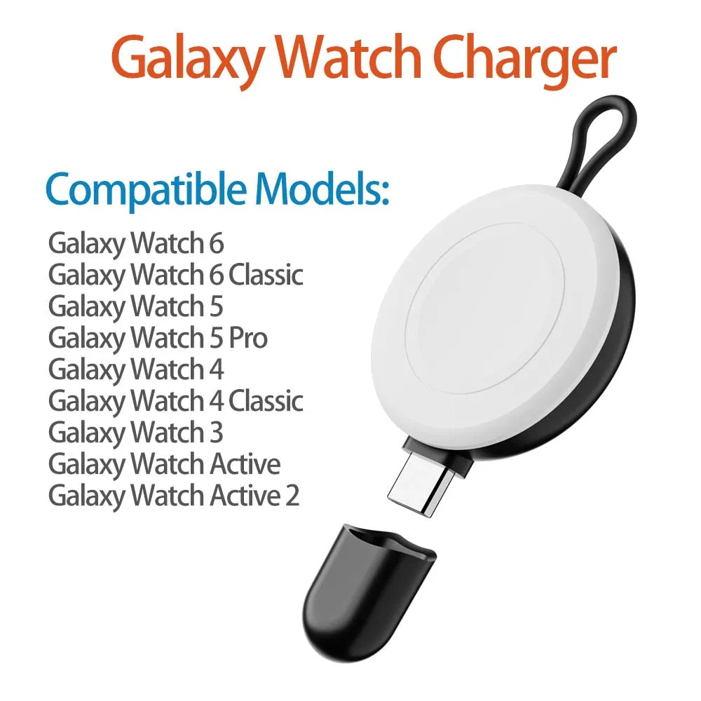 USB C Portable Watch Magnetic Wireless Charger For Apple Watch Ultra 2 3 4 5 6 7 8 9 SE Samsung Galaxy 6 Classic 5 Pro 4 Active Peaceful Pleasures Health and Wellness Galaxy Watch White
