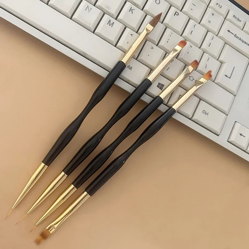 4Pcs Dual-Ended Nail Art Brushes Set Professional Gel Polish Liner Acrylic Nail Brush for Flower Painting Drawing Manicure Tools Peaceful Pleasures Health and Wellness