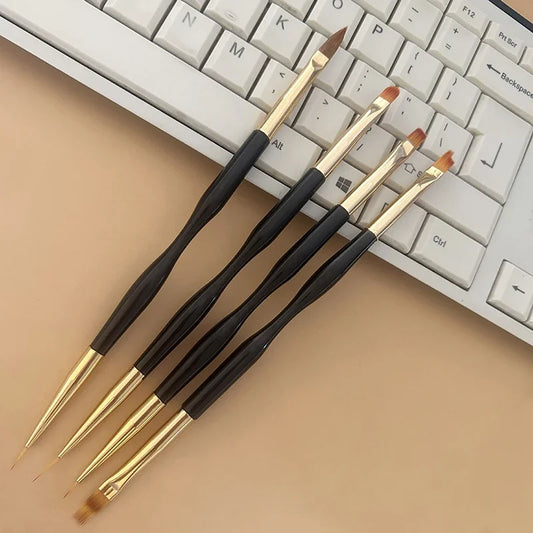 4Pcs Dual-Ended Nail Art Brushes Set Professional Gel Polish Liner Acrylic Nail Brush for Flower Painting Drawing Manicure Tools Peaceful Pleasures Health and Wellness