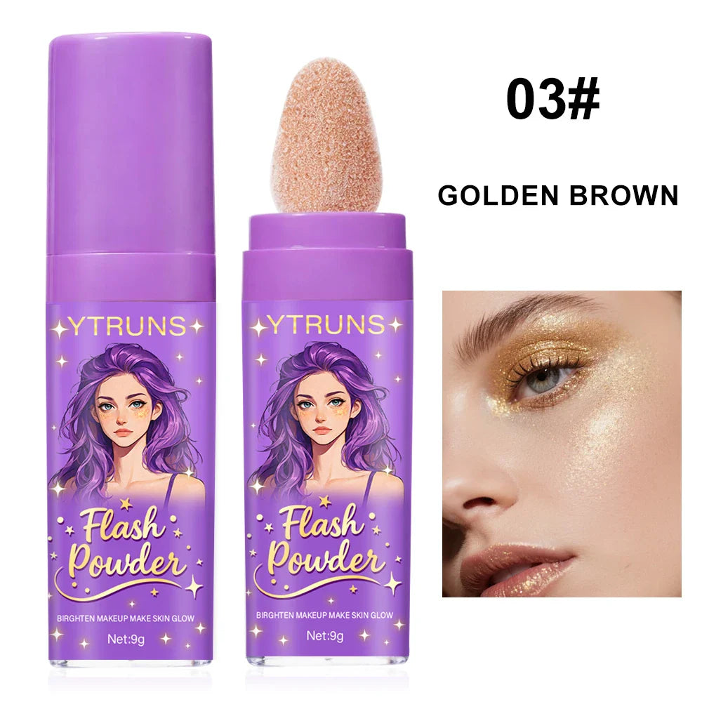 Shimmer Highlighter Loose Powder 9g with Puff Brush | Glow