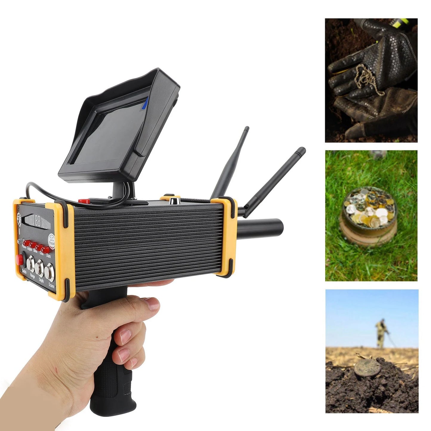 Metal Locator Intelligent Modular High Accuracy Metal Detector 1000 Meters Range 15m Depth with Antenna for Silver Peaceful Pleasures Health and Wellness