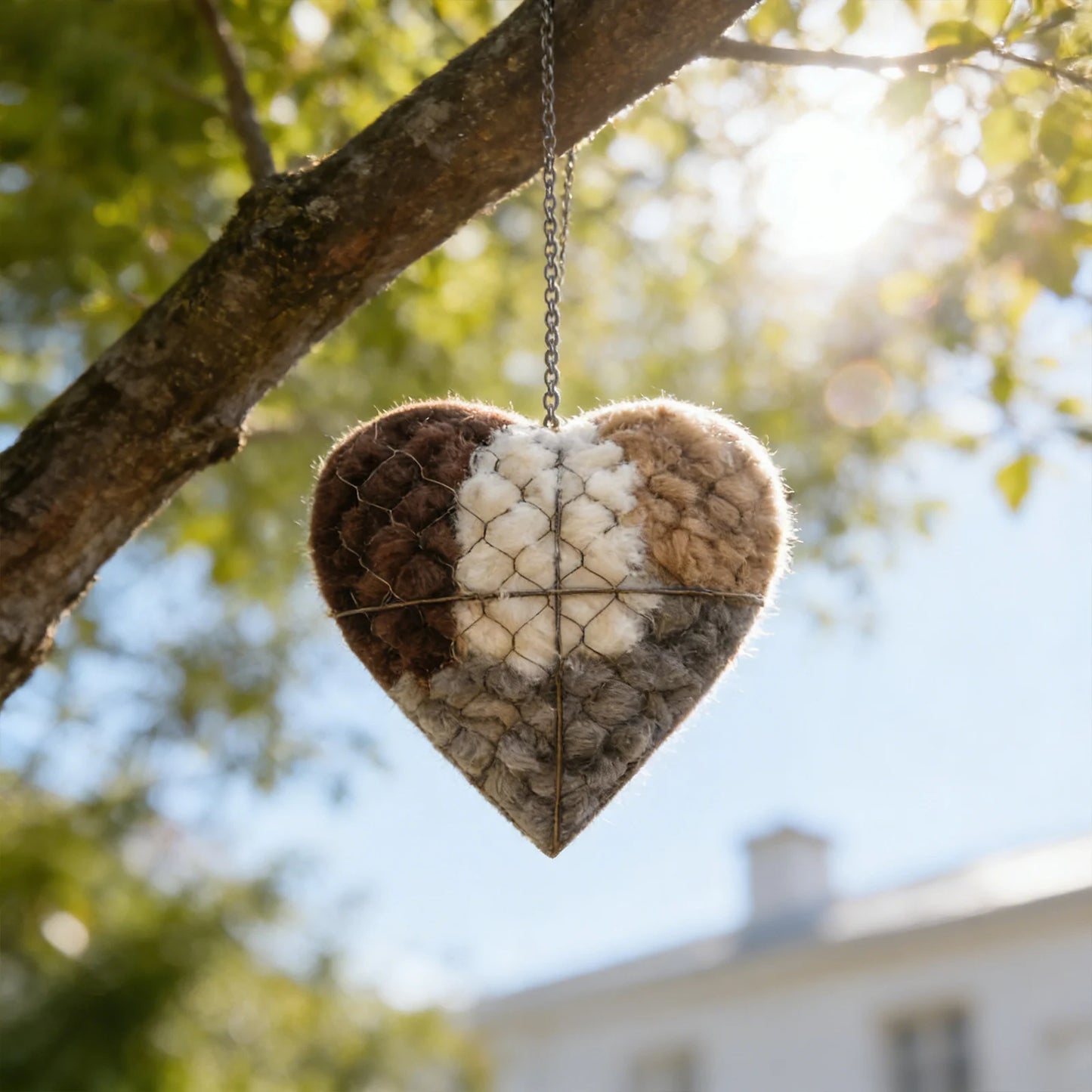 Handmade Heart Bird Nesting Holder – Refillable Cotton & Wool