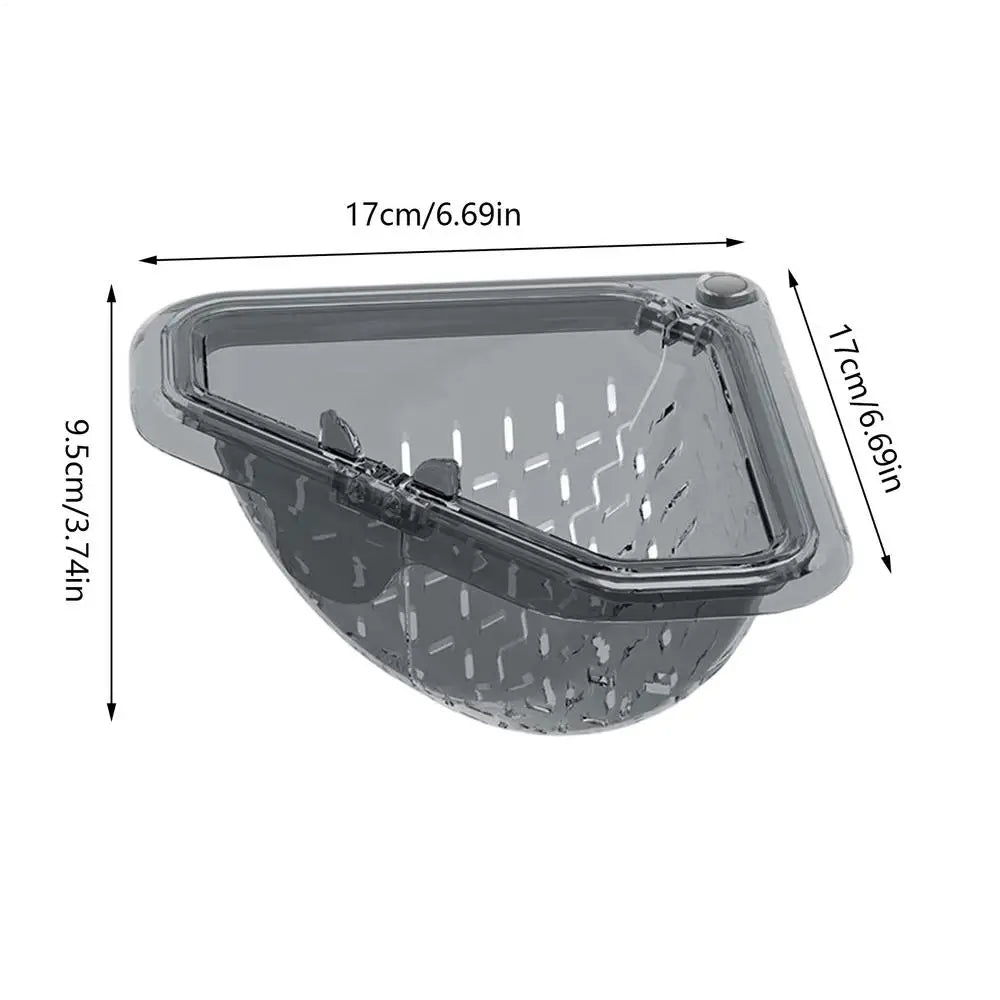 Sink Food Catcher Basket Magnetic Suction Drainage Triangle Drying Kitchen Sink Drain Strainer Corner Basket for Scrap Fruits Peaceful Pleasures Health and Wellness Dark Grey