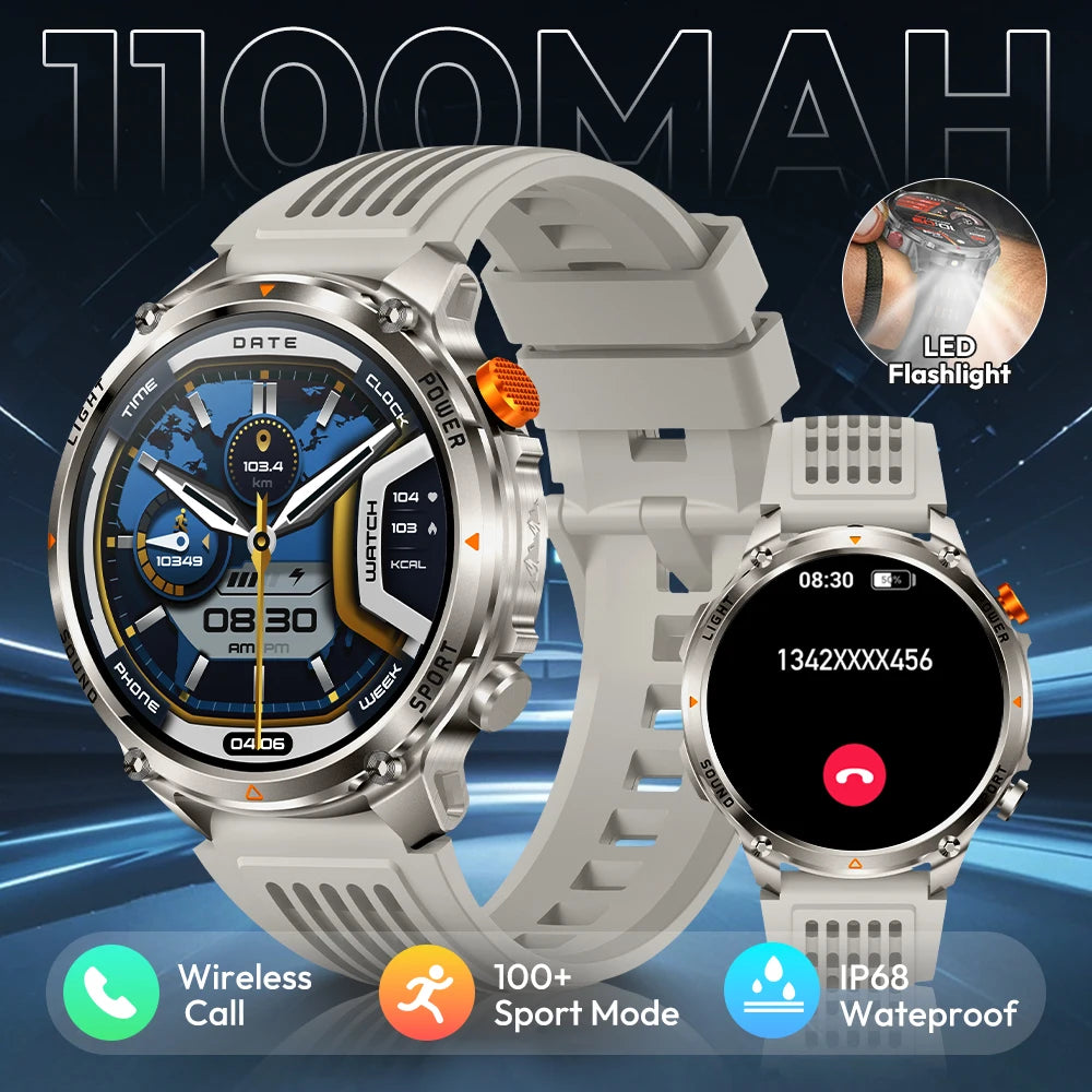 HT45 GPS Smart Watch – 1100mAh, IP68, 100+ Sports Modes, HD Screen