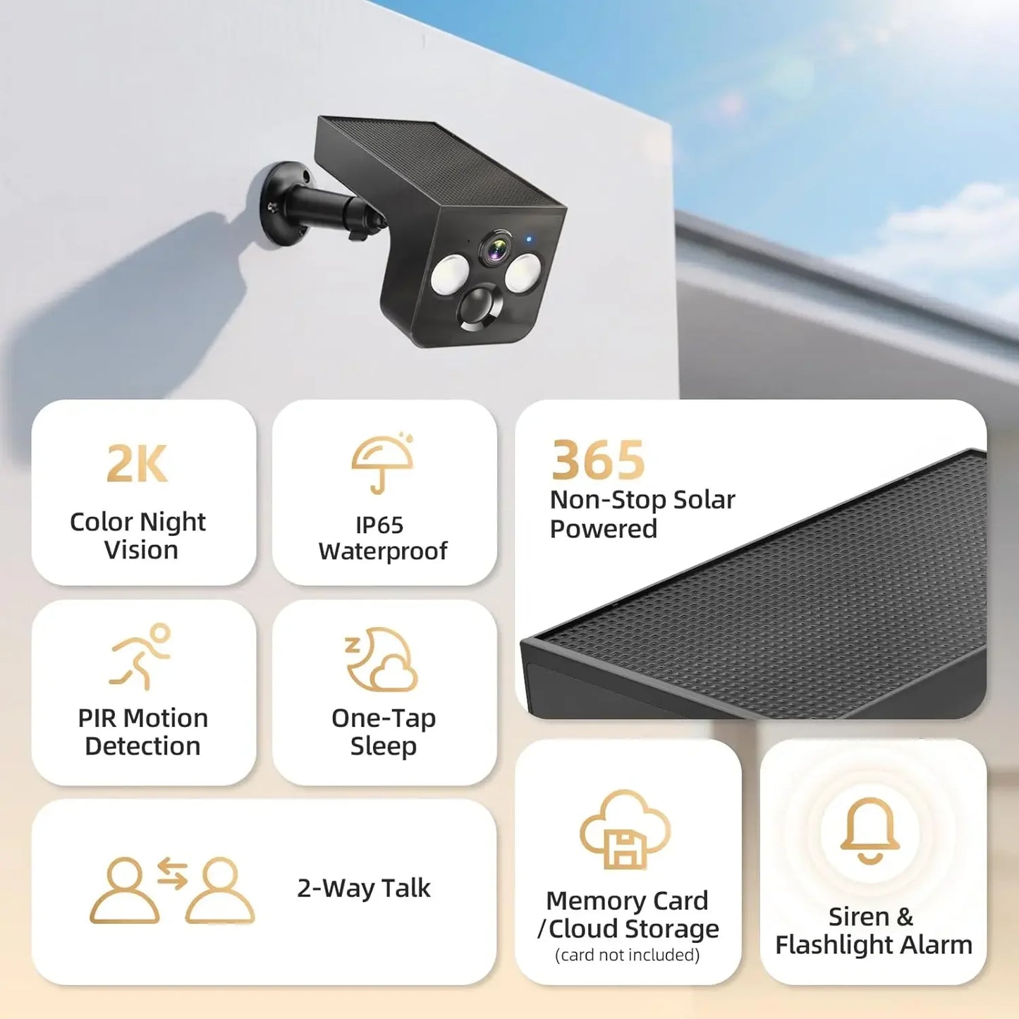 Wireless Solar Security Camera 2K Outdoor AI Motion Detection Color Night Vision Waterproof 2-Pack Peaceful Pleasures Health and Wellness
