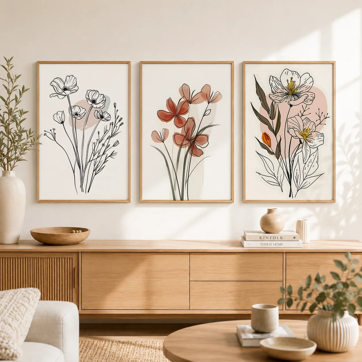 Botanical Flower Canvas Wall Art | Nordic Minimalist Print Canvas Wall Art Peaceful Pleasures Health and Wellness