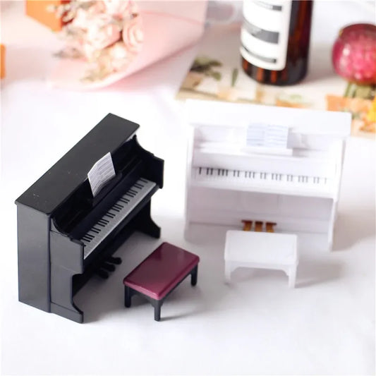 Miniature Piano 1 12 Dollhouse Mini Musical Stool Score Instrument Peaceful Pleasures Health and Wellness