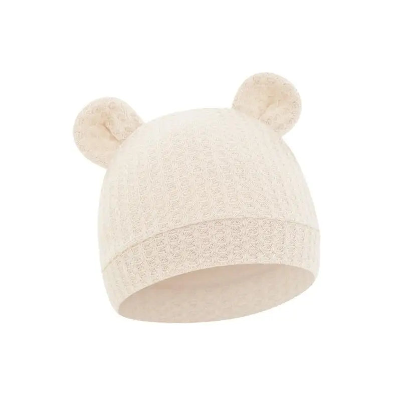 Bear Ear Newborn Baby Hat | Waffle Knit Stretchy Cap 0–24 Months