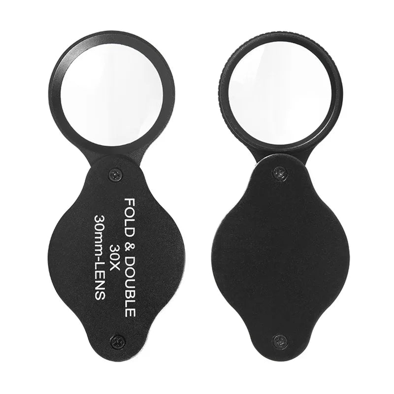 30X Folding Jewlery Loupe 30Mm All-Optical Glass Lens Porcelain Collection Identification Metal Portable Magnifying Glass Peaceful Pleasures Health and Wellness