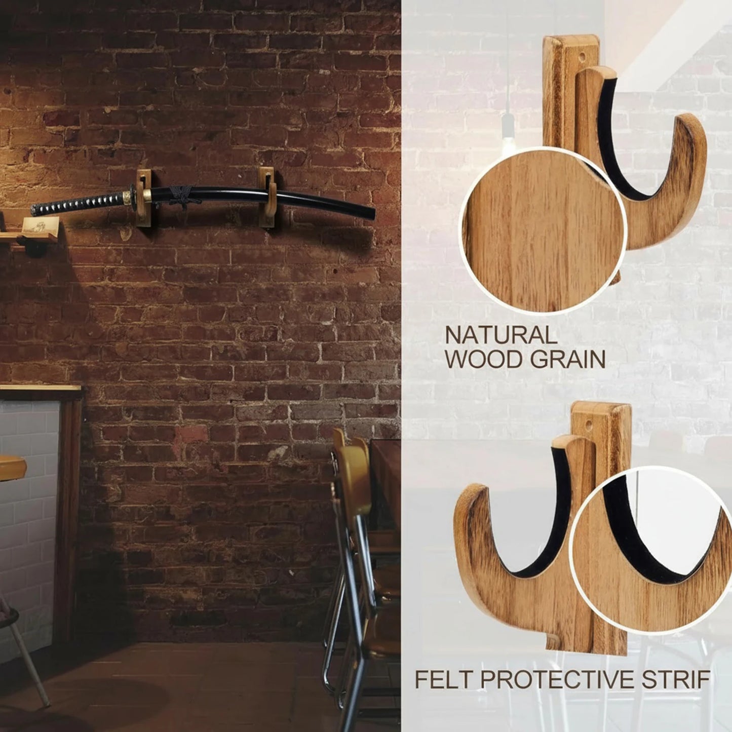 Wooden Wall-Mounted Gun Rack for Rifles, Shotguns & Bows