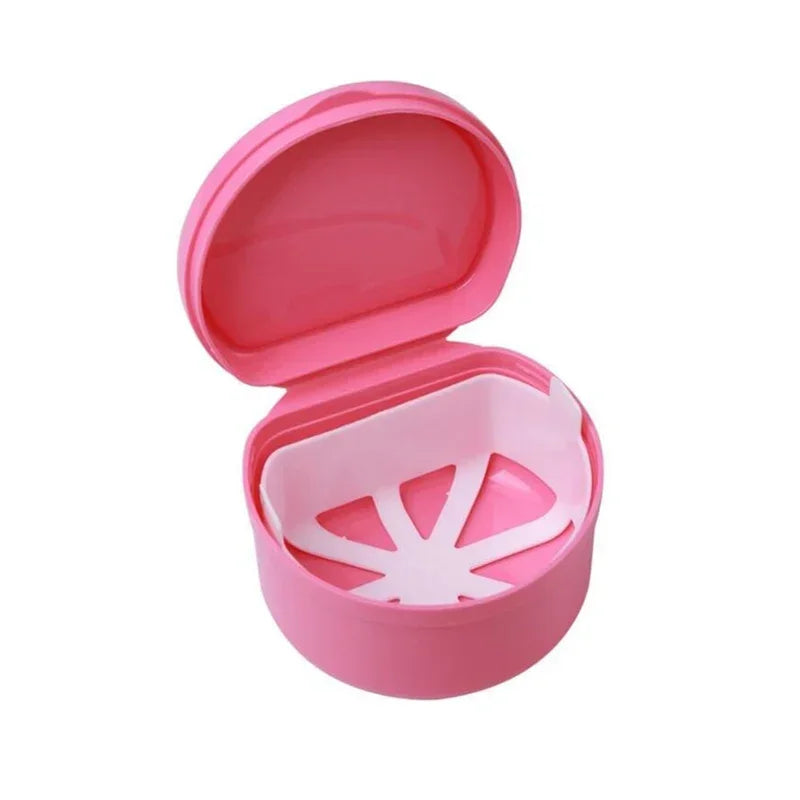 Cleaning and Storage Box for Denture and Orthodontic Retainer, Hanging Net Container Peaceful Pleasures Health and Wellness Pink