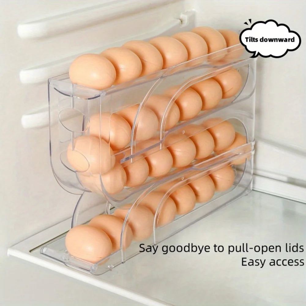 Automatic Rolling Egg Dispenser Tray – Holds 20 or 30 Eggs Egg Storage Organizer Peaceful Pleasures Health and Wellness