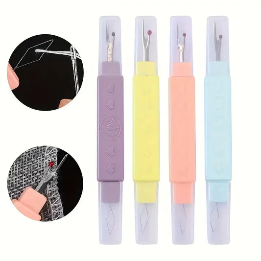 2-in-1 Seam Ripper Threader Portable Sewing Eyelet Cutter Cap Easy Peaceful Pleasures Health and Wellness