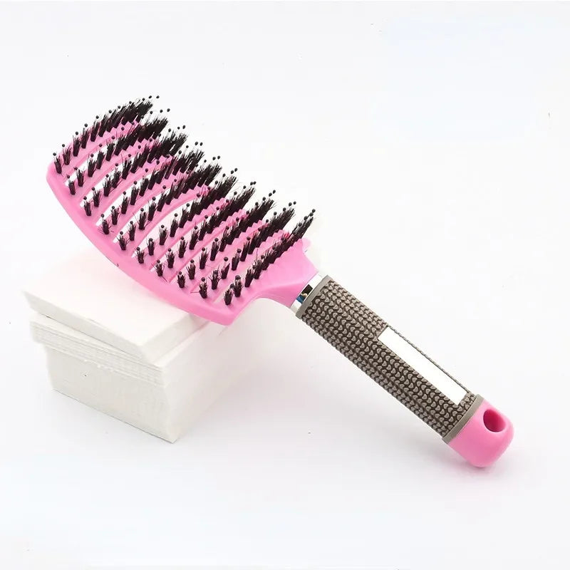Hair Brush Scalp Massage Comb Hairbrush Bristle;Nylon Women Wet Curly Detangle Hair Brush for Salon Hairdressing Styling Tools Peaceful Pleasures Health and Wellness Pink