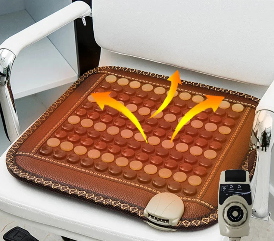 Jade Tourmaline Heated Seat Cushion | 8-Level Massage Pad