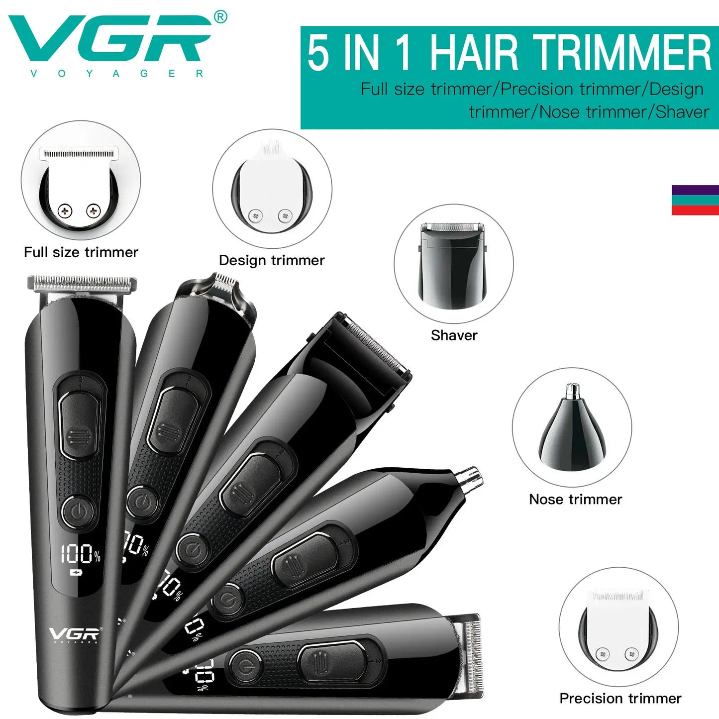 VGR 175 rechargeable 5 in 1 mens grooming kit hair trimmer clipper set electric shavers for men Peaceful Pleasures Health and Wellness