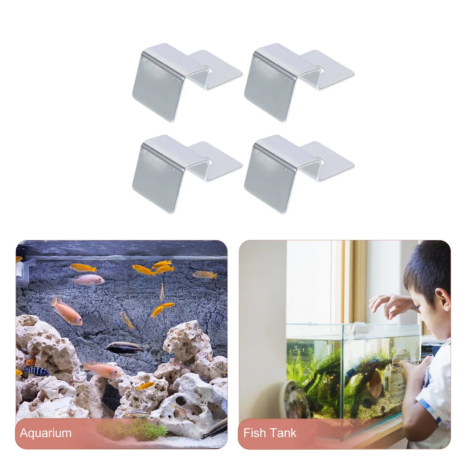 4Pcs Fish Tank Lid Support Brackets Stainless Steel Aquarium Cover Holders Sturdy Glass Lid Clamps Glass Fish Mouth Clip Peaceful Pleasures Health and Wellness