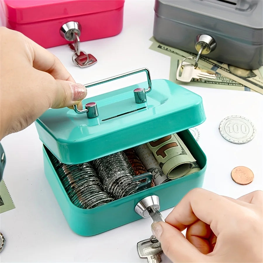 Steel Cash Box with Key Lock & Removable Money Tray | Metal Safe