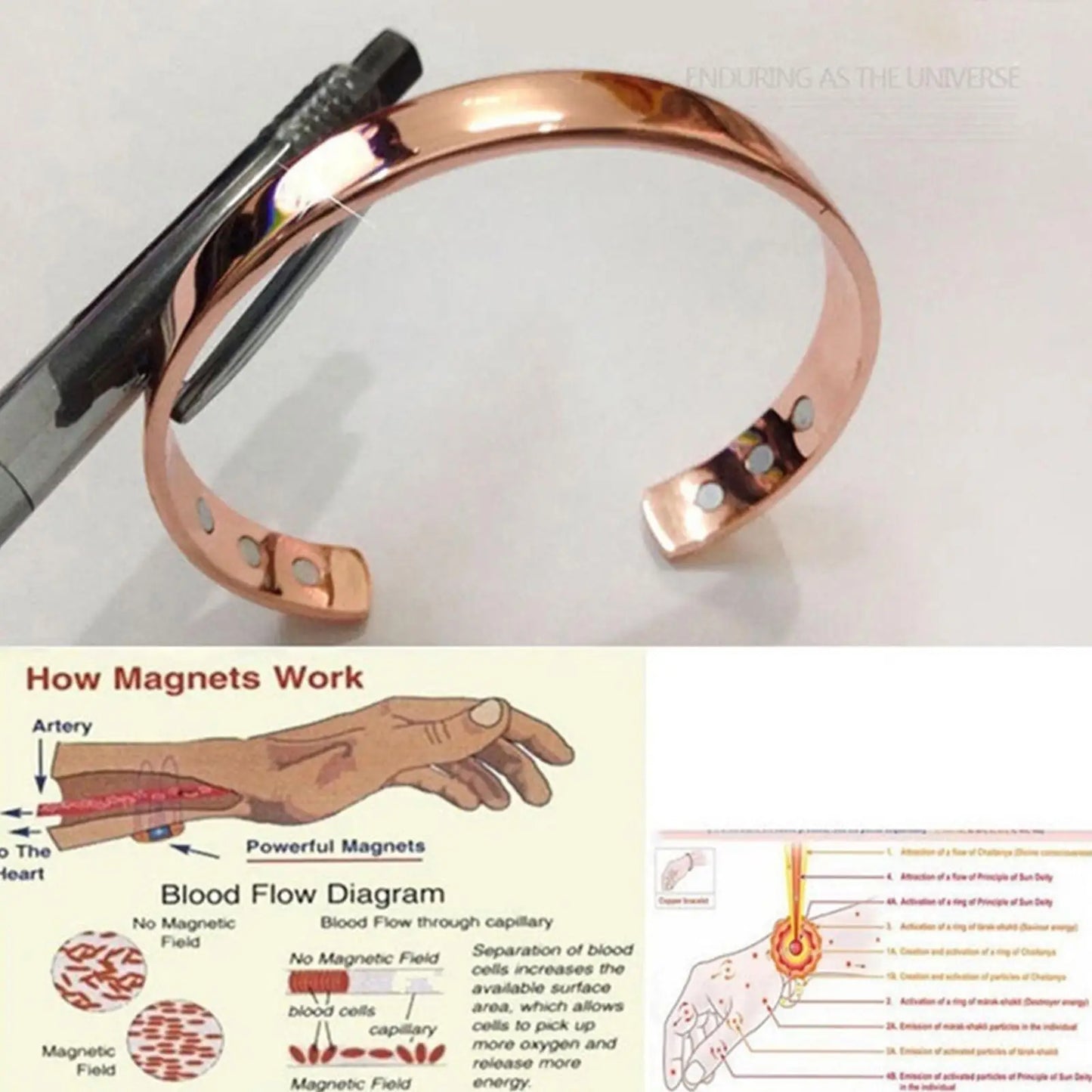 Adjustable Copper Magnetic Bangle | Rose Gold Fashion Bracelet