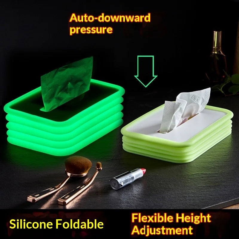 Luminous Paper Towel Box Desktop Silent Coreless Roll Paper Box Paper Tissue Box Automatic Downward Compression Telescopic Thin Peaceful Pleasures Health and Wellness