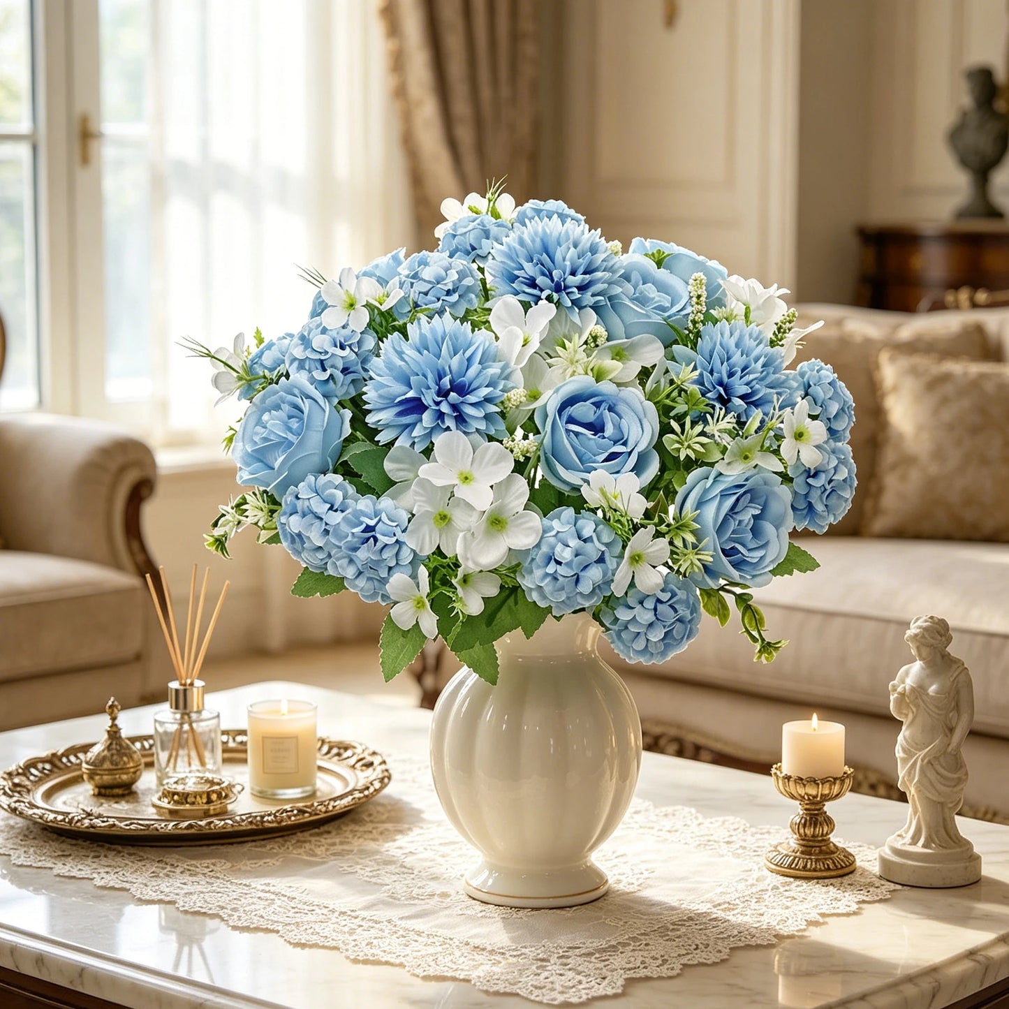 Artificial Silk Hydrangea Rose Bouquet | Home & Wedding Decor
