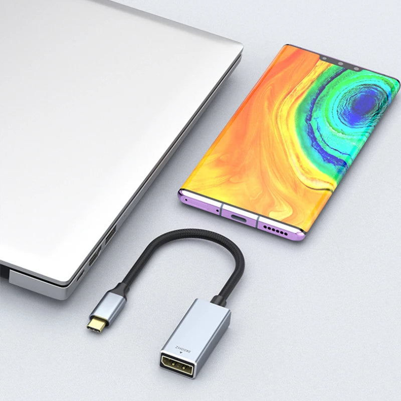 8K USB 3.1 Type C To Displayport Cable 8K@60Hz 4K@144Hz DP 1.4 Adapter USB C Display Port Video Adapter for MacBook Pro Air M1 Peaceful Pleasures Health and Wellness