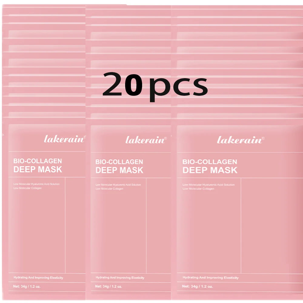 Bio-Collagen Real Deep Mask Supplement Collagen Hydrating Overnight Hydrogel Mask Elasticity Improvement Pore Minimizing Firming Peaceful Pleasures Health and Wellness 20pcs