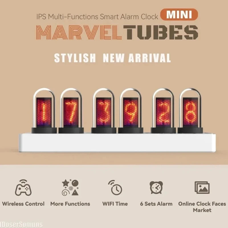 WiFi RGB Nixie Tube Alarm Clock – Smart Colorful LED Desk Clock
