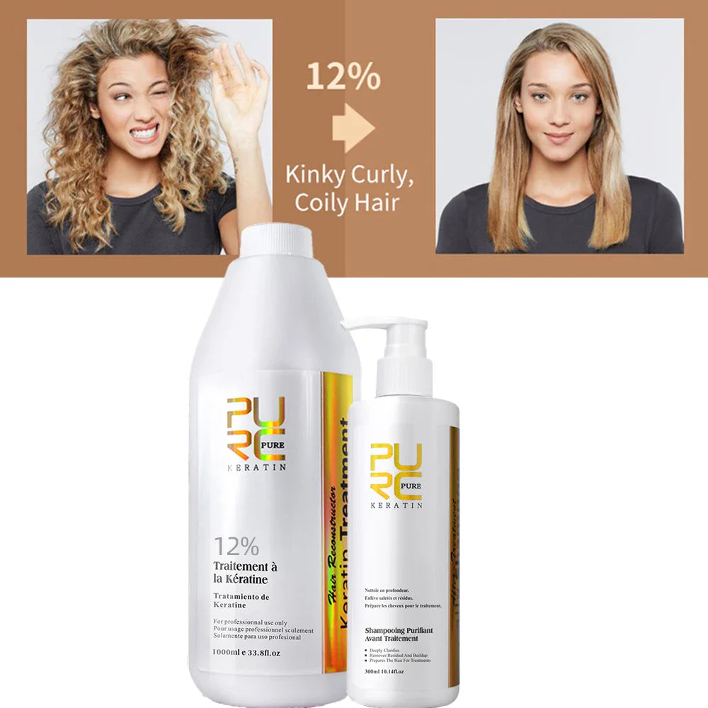 PURC Brazilian Keratin Treatment 1000ml + 300ml Shampoo Set