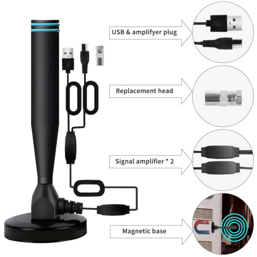 Indoor Digital TV Antenna DVB-T2 HDTV 35dB Amplified – 5M Cable