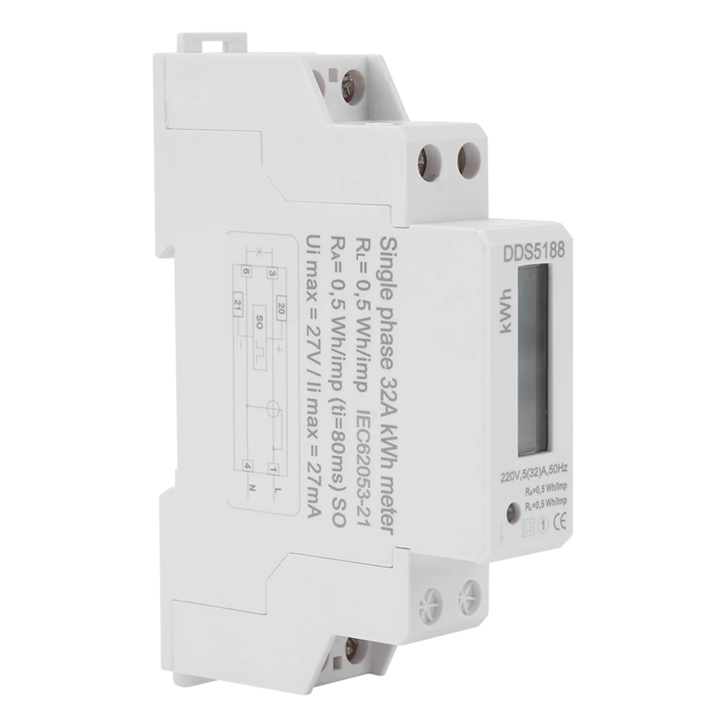 DDS5188 Digital LCD 220V Single Phase Din Rail Electric Meter 5-32A