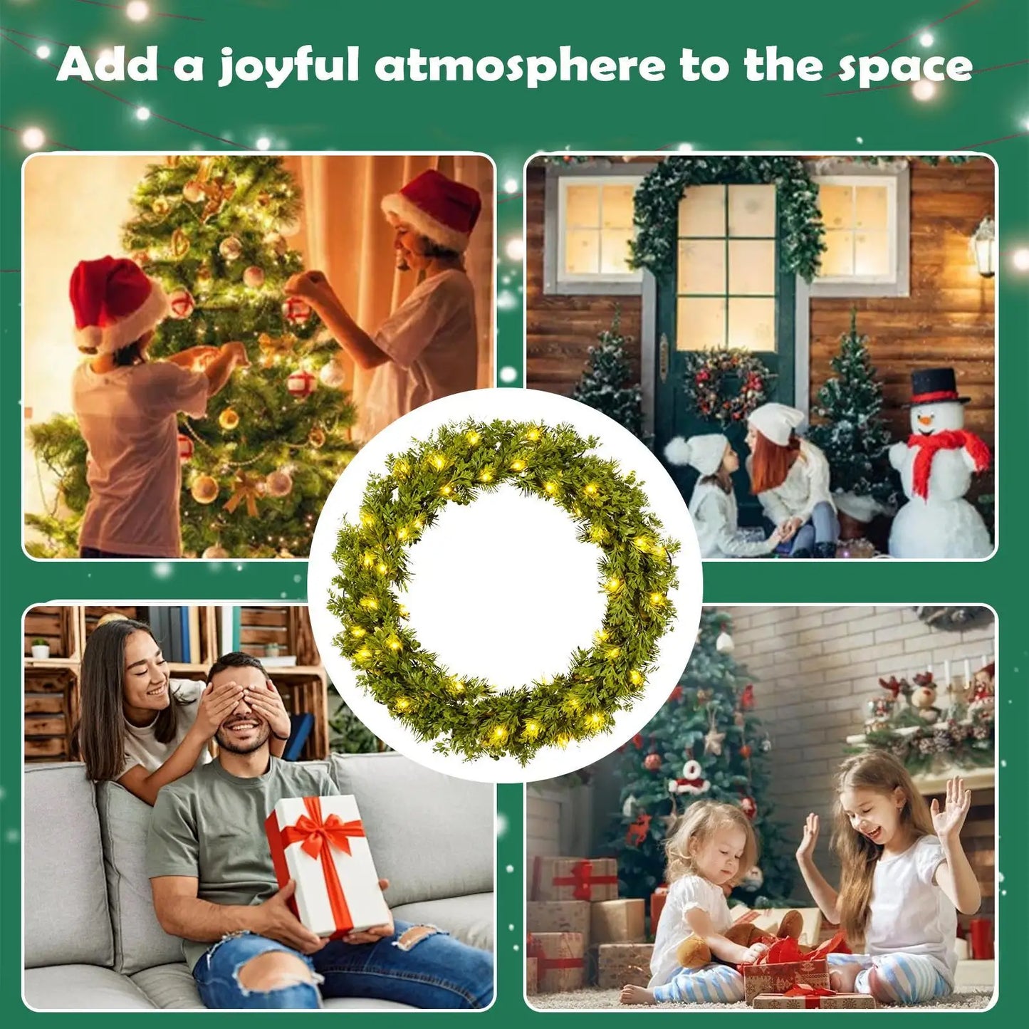 Garland For Christmas Bendable Hangable Christmas Artificial Vine Garland Decoration For Window Fence Porch Arch Mantel Peaceful Pleasures Health and Wellness