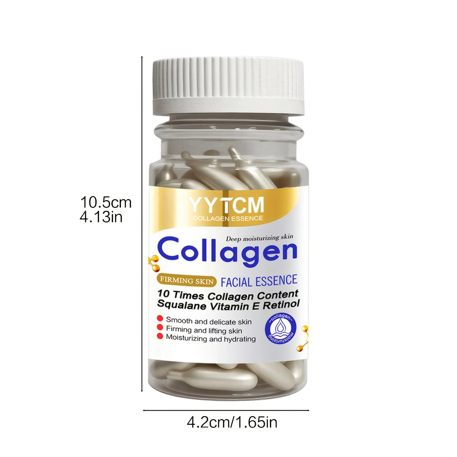 Collagen Firming Capsule Essence, Moisturizing and Smoothing the Skin, Contains Plant-Based Squalane, Retinol, and Vitamin E Deep Hydration Essence (0.4Gx90 Capsules)/Bottle-1 Bottle Peaceful Pleasures Health and Wellness
