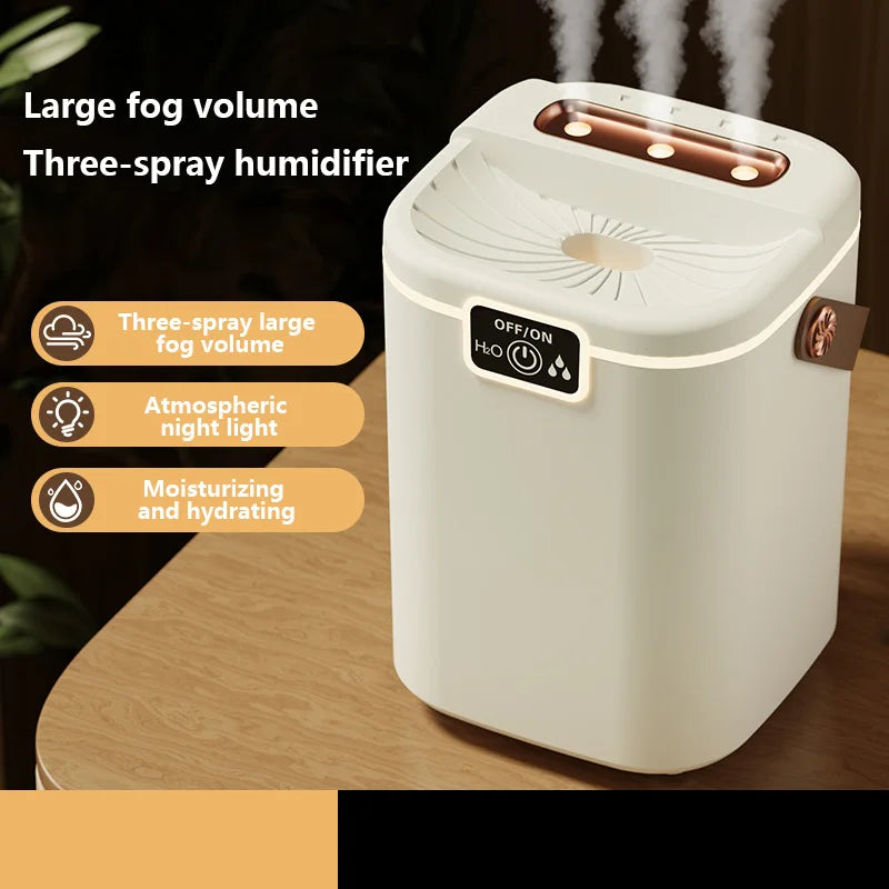 HOMEFISH 2L Three-Nozzle Night Light Humidifier | Type-C USB