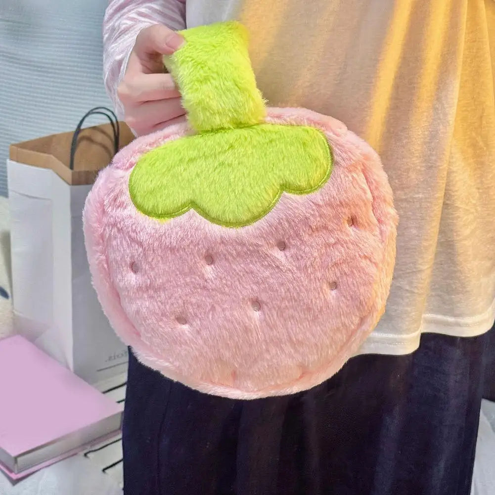 Plush Strawberry Makeup Bag | Large Travel Cosmetic Organizer