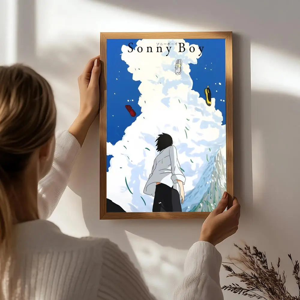 Anime Sonny Boy HD Poster – Self-Adhesive Waterproof Wall Art Anime Wall Poster Peaceful Pleasures Health and Wellness White4 40X50cmNoframe