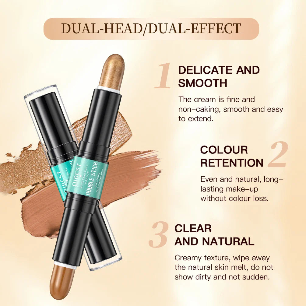 QIBEST 2-in-1 Highlight & Contour Stick | Cream Bronzer Blush
