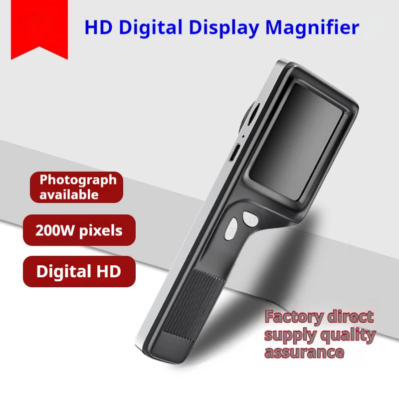 10X Hd Digital Magnifier 2.4" Ips Screen Pocket Magnifying Glass Camera for Kids Coin Pcb Measure White Uv Light Usb Microscope Peaceful Pleasures Health and Wellness