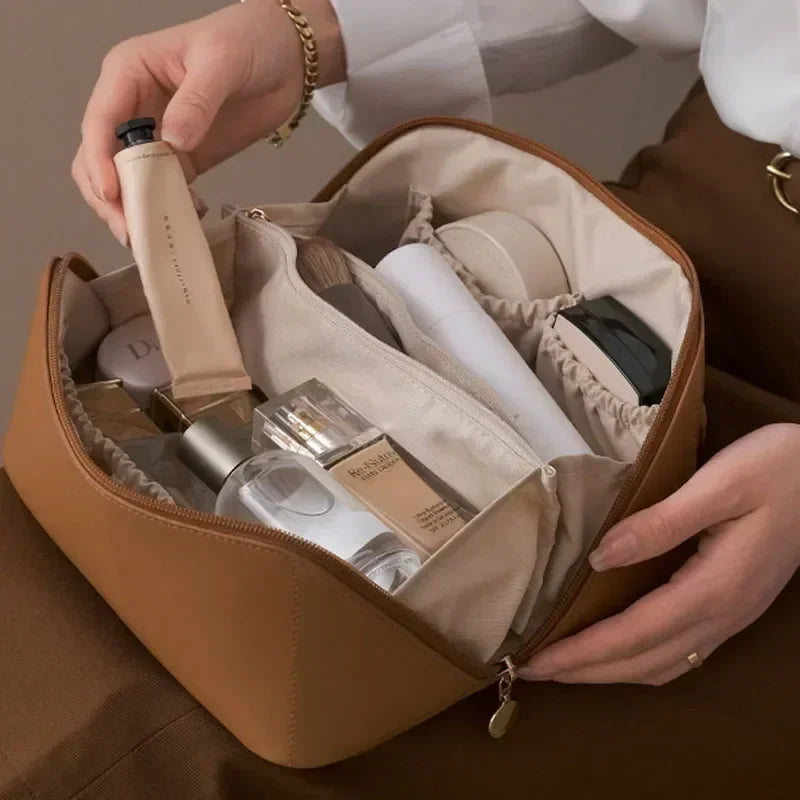Travel Makeup Organizer Bag – Zippered Cosmetic Toiletry Pouch