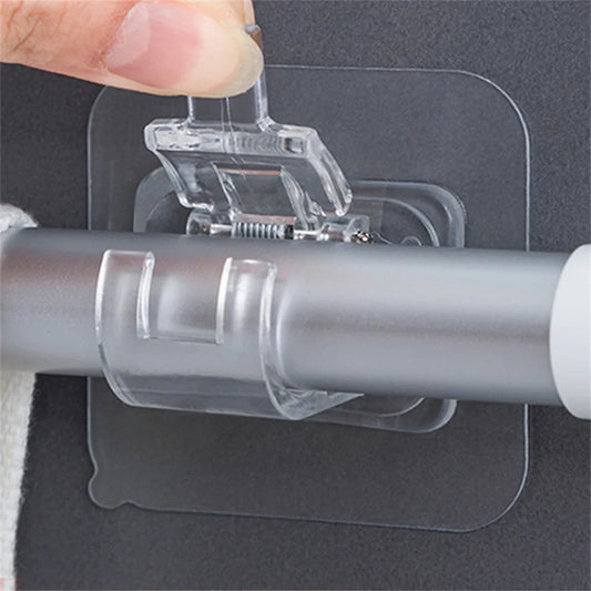 Self-Adhesive Curtain Rod Clip Hooks | No-Drill Wall Holder Set Curtain Rod Clip Hooks Peaceful Pleasures Health and Wellness