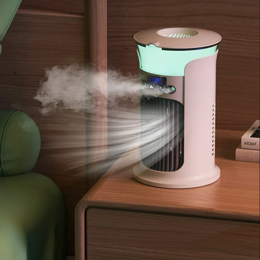 USB Mini Air Cooler Fan | Misting, Humidifier & Night Light Portable Misting Fan Oasis Select