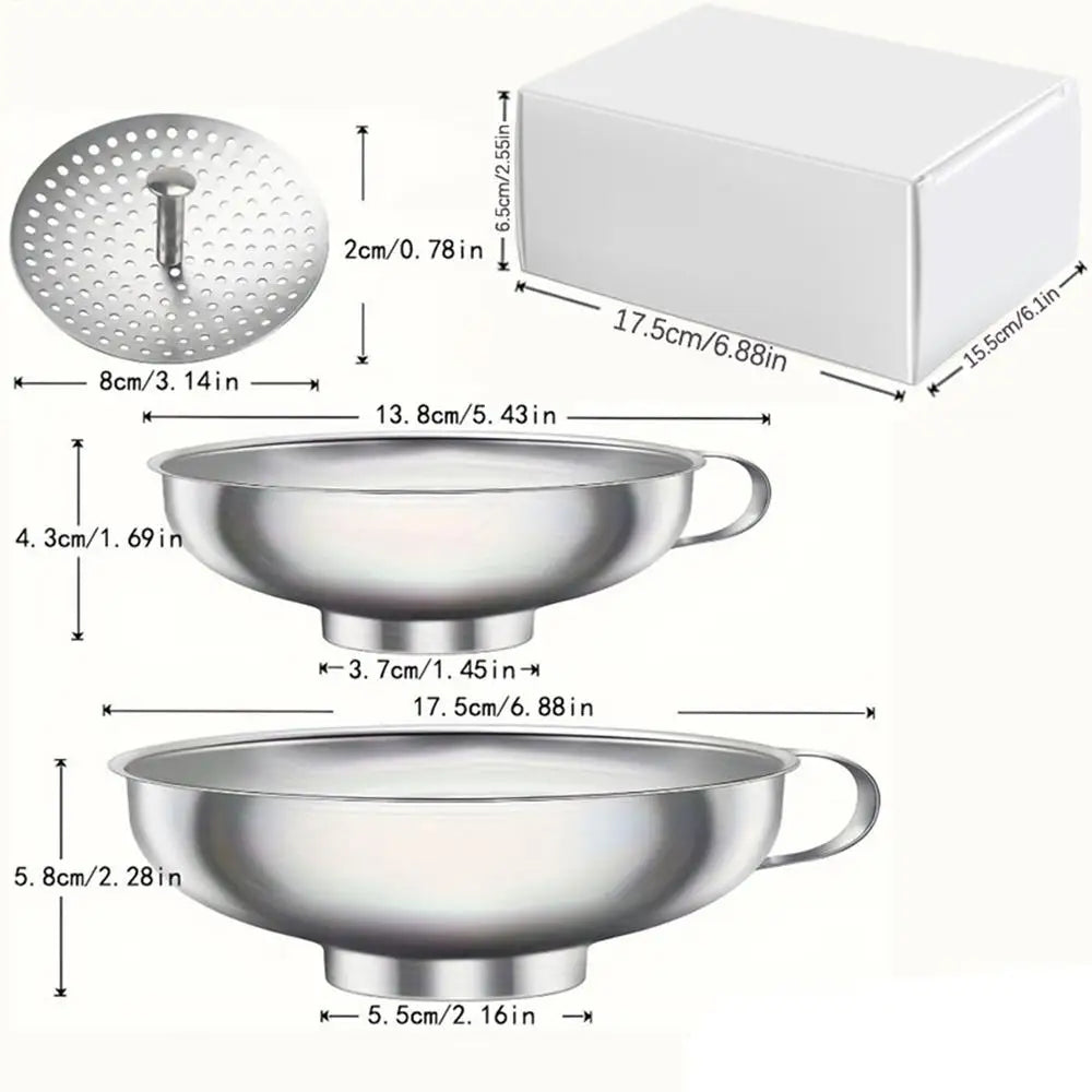 Metal Canning Funnel Stainless Steel Canning Gadget 2 Pieces Food Funnel With Strainer For Jar Filling Cooking Baking Sauce Oil Peaceful Pleasures Health and Wellness China Mainland Brown