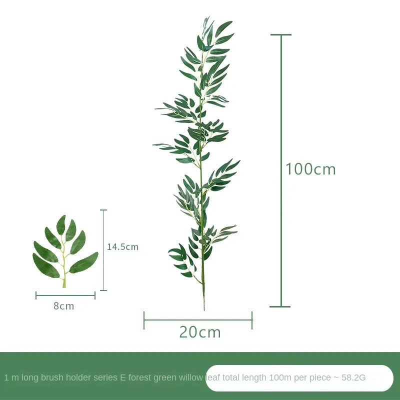 1m Artificial Eucalyptus Vine | Silk Bamboo Leaf Decor Stem