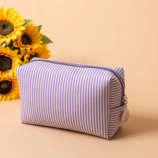 Striped Seersucker Travel Cosmetics & Toiletry Organizer Bag Cosmetics Travel Bag Oasis Select